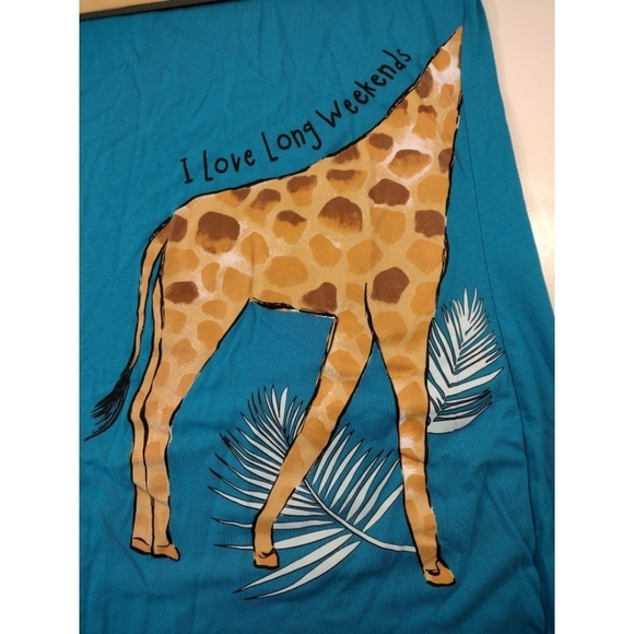 Secret Treasures I love long weekends giraffe novelty sleep shirt - Picture 6 of 9